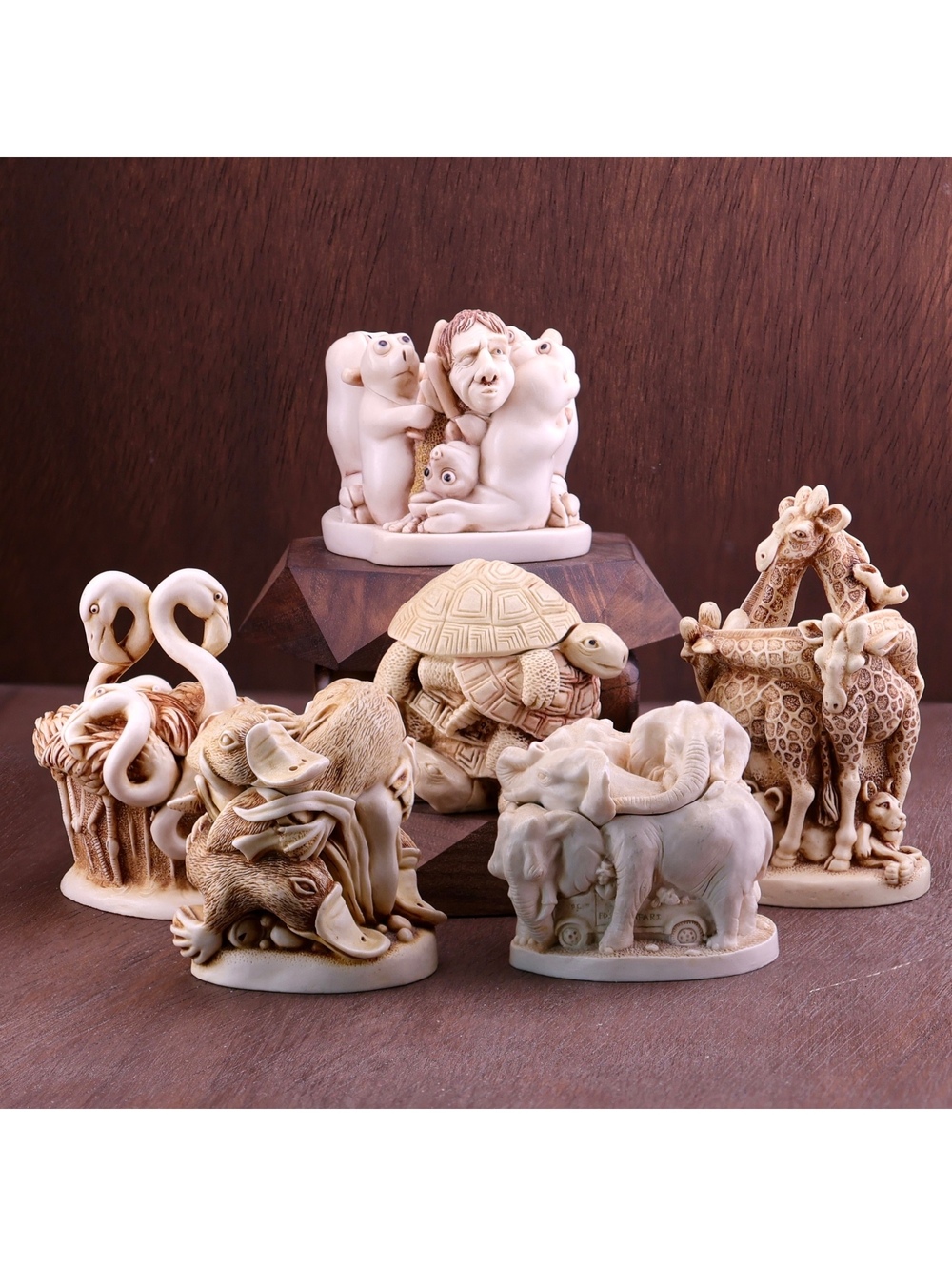 Lot of 6 Harmony Kingdom Trinket Box Figurines UK Turtles Seals Platypus Giraffe